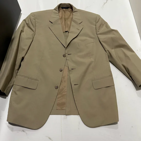 Brooks Brothers Poplin Suit Two-Piece Tan Khaki 40s 34w